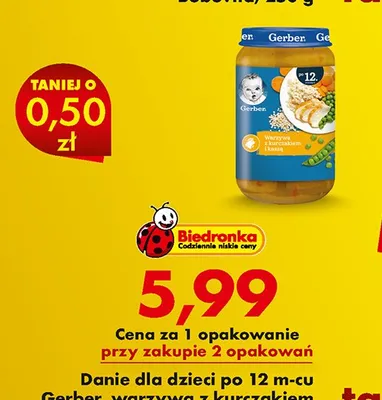 Danie dla dzieci po 12m-cu Gerber warzywa z kurczakiem i kaszą promocja w Biedronka