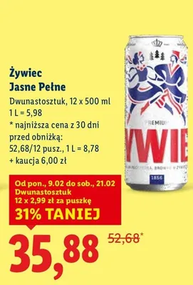Piwo Jasne Pełne Dwunastosztuk 12x500ml promocja w Lidl