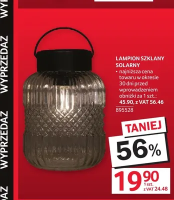 Lampion szklany solarny promocja w Selgros