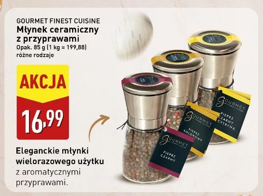 Młynek ceramiczny z przyprawami Gourmet Finest Cuisine promocja w Aldi