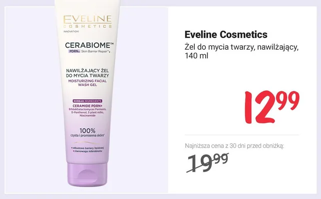 Żel do mycia twarzy nawilżający Eveline Cosmetics Cerabiome promocja w Rossmann
