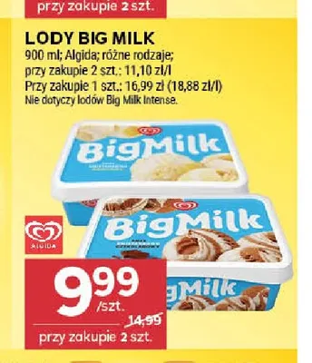 Lody Big Milk Algida promocja w Stokrotka