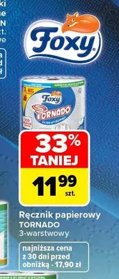 Ręcznik papierowy Tornado 3-warstwowy Foxy promocja w Carrefour