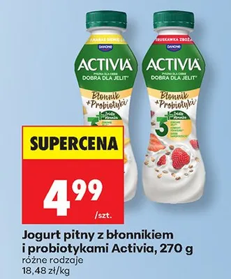 Jogurt pitny z błonnikiem i probiotykami, różne rodzaje promocja w Biedronka
