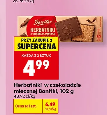 Herbatniki w czekoladzie mlecznej Bonitki promocja w Biedronka