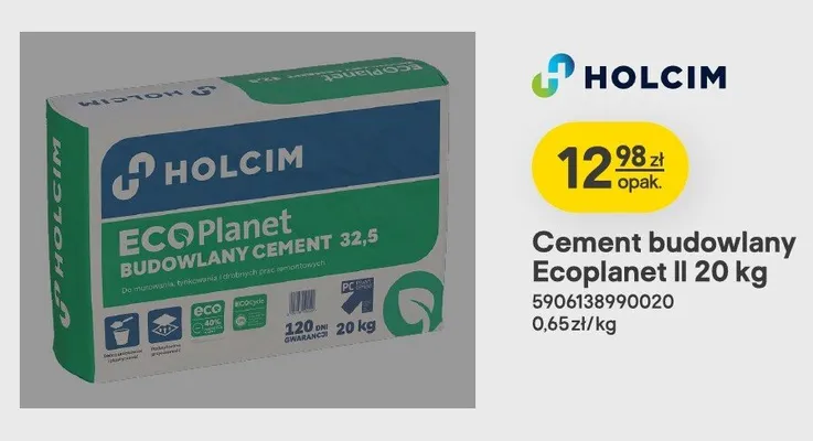 Cement budowlany Holcim Ecoplanet II promocja w Castorama