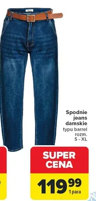 Spodnie jeans damskie typu barrel promocja w Carrefour