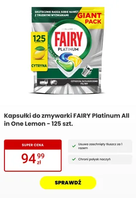 Kapsułki do zmywarki Fairy Platinum All in One Lemon promocja w Media Expert