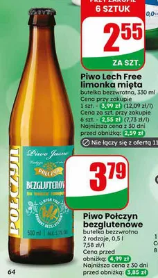 Piwo Połczyn bezglutenowe jasne pełne promocja w Dino