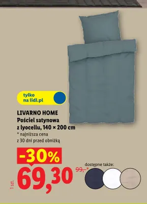 Pościel satynowa z lyocellu Livarno Home 140x200 cm promocja w Lidl