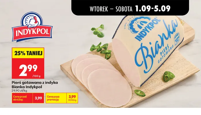 Pierś gotowana z indyka Bianka Indykpol promocja w Biedronka