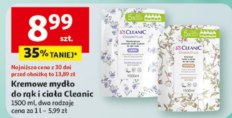 Kremowe mydło do rąk i ciała Cleanic promocja w Auchan