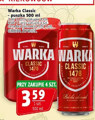 Piwo Warka Classic promocja w Prim Market