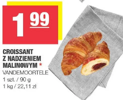 Croissant z nadzieniem malinowym Vandemoortele promocja w SPAR