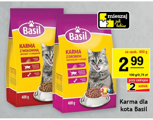 Karma dla kota Basil z wołowiną promocja w Gram Market