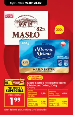 Masło Ekstra 82% promocja w Biedronka