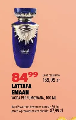 Woda perfumowana Lattafa Emaan promocja w Drogerie Natura