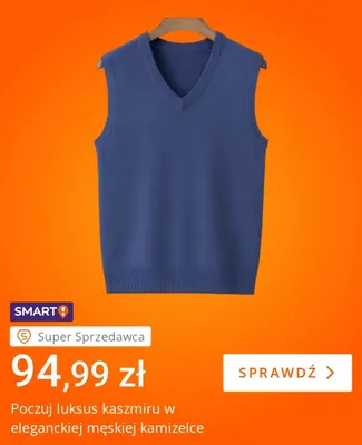 Elegancka męska kamizelka z kaszmiru promocja w Allegro