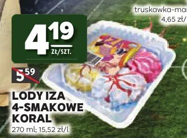 Lody Iza 4-smakowe Koral promocja w Stokrotka