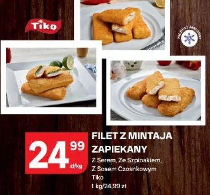 Filet z mintaja zapiekany z serem, ze szpinakiem, z sosem czosnkowym promocja w Chorten