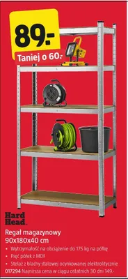 Regał magazynowy Hard Head 90x180x40cm promocja w Jula