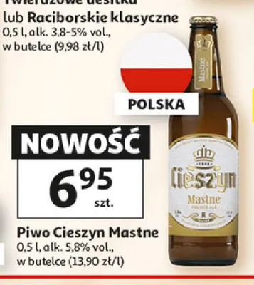 Piwo Cieszyn Mastne promocja w Auchan