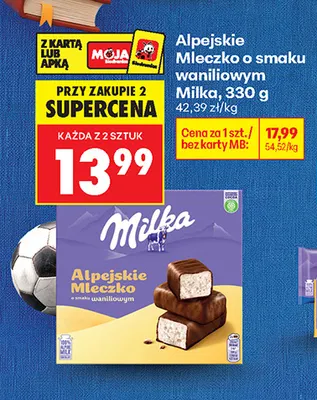 Alpejskie Mleczko o smaku waniliowym Milka promocja w Biedronka