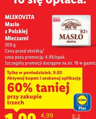 Masło z Polskiej Mleczarni promocja w Lidl
