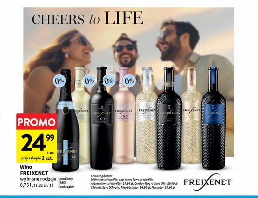 Wino bezalkoholowe Freixenet białe low calorie promocja w Intermarche