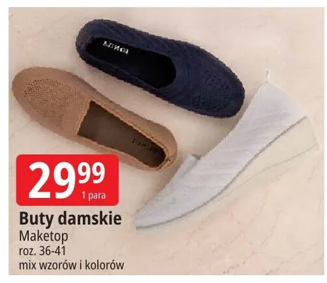 Buty damskie Maketop roz. 36-41 mix wzorów i kolorów promocja w Leclerc
