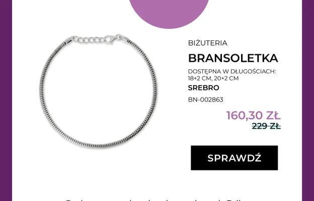 Bransoletka Briju srebro BN-002863 promocja w Dzień Dziecka