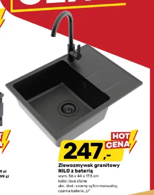 Zlewozmywak granitowy NILO z baterią promocja w Bricomarche