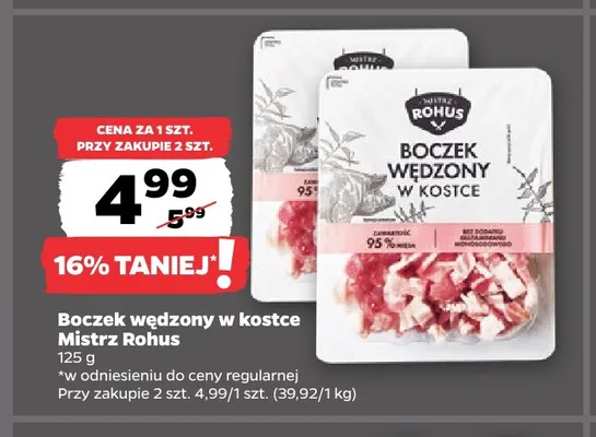 Boczek wędzony w kostce Mistrz Rohus promocja w Netto