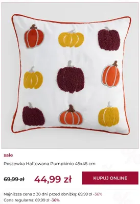 Poszewka haftowana Pumpkinio 45x45 cm Home & You promocja w home&you
