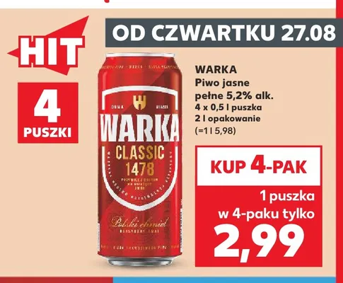 Piwo Warka 4-pak promocja w Kaufland