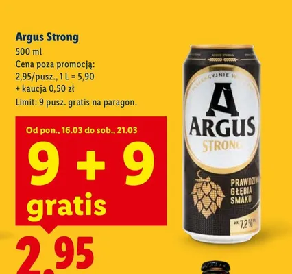 Piwo Argus strong promocja w Lidl