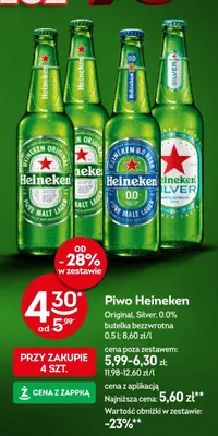 Piwo Heineken Original, Silver, 0.0% promocja w Żabka