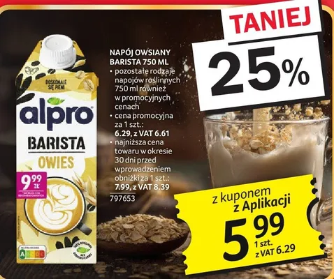 Napój roślinny barista Alpro Barista 750 ml promocja w Selgros