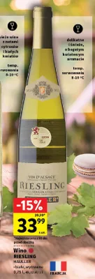 Wino białe Riesling Hauller promocja w Intermarche