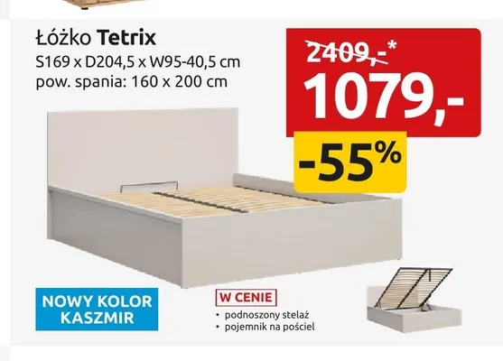 Łóżko Tetrix S169xD204,5xW95-40,5cm pow. spania: 160x200cm promocja w Black Red White
