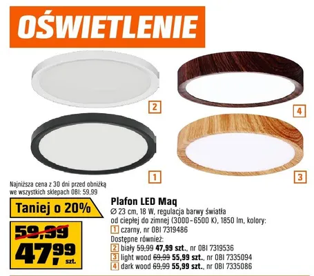 Plafon LED Mag OBI promocja w OBI