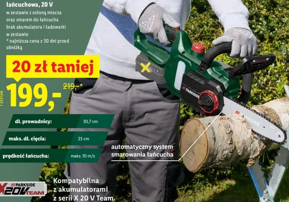 Piła akumulatorowa łańcuchowa 20V promocja w Lidl