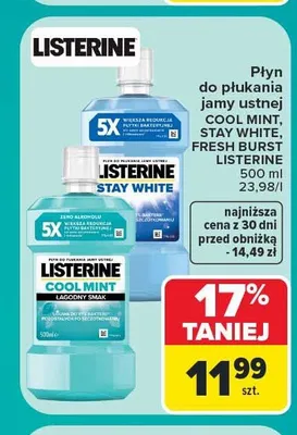 Płyn do płukania jamy ustnej Listerine Cool Mint promocja w Carrefour Market