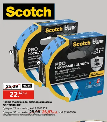 Taśma malarska do odcinania kolorów Scotch Blue 36 mm x 41 m promocja w Leroy Merlin