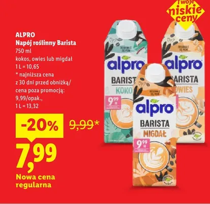 Napój roślinny Barista migdał Alpro promocja w Lidl