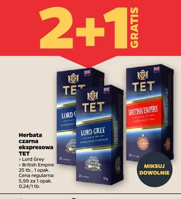 Herbata czarna ekspresowa Lord Grey 2+1 GRATIS promocja w Netto