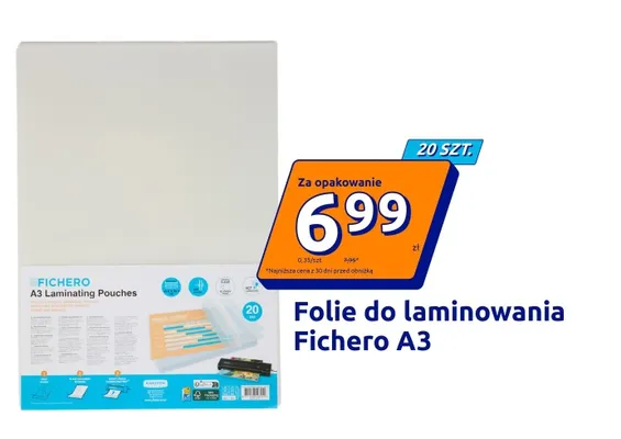 Folie do laminowania Fichero A3 promocja w Action