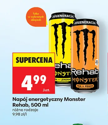 Napój energetyczny Monster Rehab Tea + Lemonade promocja w Biedronka