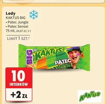 Lody Kaktus Big Patec Jungle promocja w Intermarche