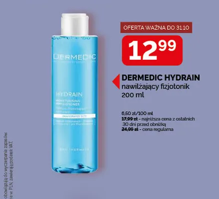 Nawilżający fizjotonik Dermedic Hydrain promocja w Ziko Dermo